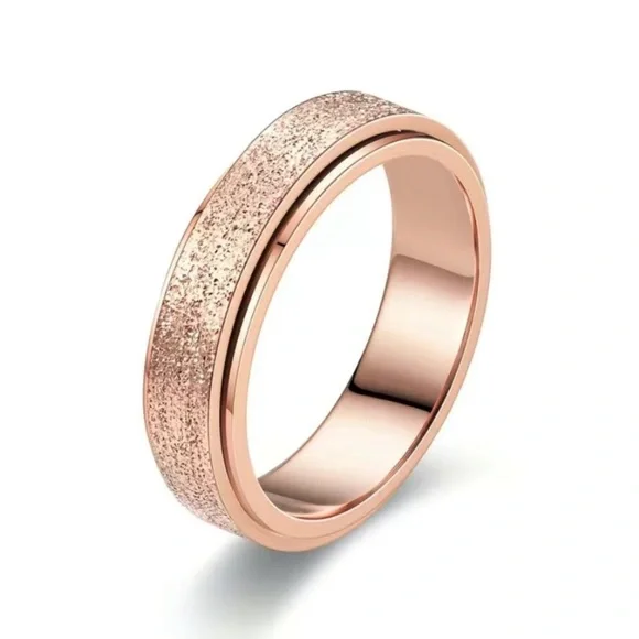 Rose Gold Sparkly Anxiety Fidget Spinner Ring - Picture 4 of 5